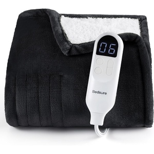 Bedsure Heated Blanket Full Size, Soft Electric Blanket with Preheat, Cream | 6 Heat/6 Timer Settings, 8H Auto Shut-Off, ETL/FCC, Flannel Sherpa, Machine Washable, Gifts for Grandma Grandpa, 72x84in(06 – Black)