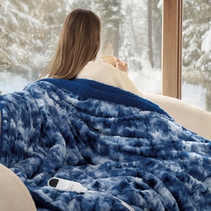 Bedsure Heated Blanket Full Size, Soft Electric Blanket with Preheat, Cream | 6 Heat/6 Timer Settings, 8H Auto Shut-Off, ETL/FCC, Flannel Sherpa, Machine Washable, Gifts for Grandma Grandpa, 72x84in(17 – Denim Blue)
