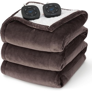 Bedsure Heated Blanket Full Size, Soft Electric Blanket with Preheat, Cream | 6 Heat/6 Timer Settings, 8H Auto Shut-Off, ETL/FCC, Flannel Sherpa, Machine Washable, Gifts for Grandma Grandpa, 72x84in(15- Dark Brown)