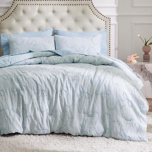 Bedsure Pink King Size Comforter Set, GentleSoft™ 3 Pieces Breathable Bow Comforter Set Women with 2 Pillow Shams, Cute King Bedding Set Pink Room Decor Aesthetic Bedroom Decor, 104×90 Inches(01 – Bow Dusty Blue)