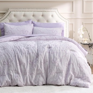 Bedsure Pink King Size Comforter Set, GentleSoft™ 3 Pieces Breathable Bow Comforter Set Women with 2 Pillow Shams, Cute King Bedding Set Pink Room Decor Aesthetic Bedroom Decor, 104×90 Inches(01 – Bow Lavender)