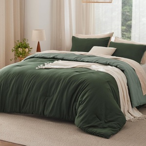 Bedsure Queen Comforter Set, Dark Gray Soft Prewashed Bedding for All Seasons, 3 Pieces GentleSoft™ Bed Set, 1 Lightweight Comforter (90″x90″) and 2 Pillowcases (20″x26″)(31 – Dark Olive Green/Green)