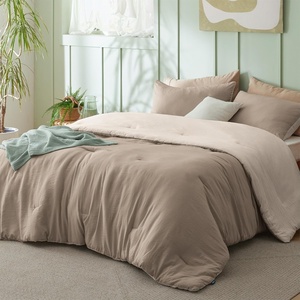 Bedsure Queen Comforter Set, Dark Gray Soft Prewashed Bedding for All Seasons, 3 Pieces GentleSoft™ Bed Set, 1 Lightweight Comforter (90″x90″) and 2 Pillowcases (20″x26″)(30 – Khaki/Beige)