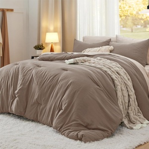 Bedsure Queen Comforter Set, Dark Gray Soft Prewashed Bedding for All Seasons, 3 Pieces GentleSoft™ Bed Set, 1 Lightweight Comforter (90″x90″) and 2 Pillowcases (20″x26″)(21 – Brown)
