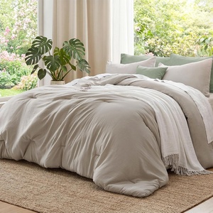 Bedsure Queen Comforter Set, Dark Gray Soft Prewashed Bedding for All Seasons, 3 Pieces GentleSoft™ Bed Set, 1 Lightweight Comforter (90″x90″) and 2 Pillowcases (20″x26″)(24 – Muted Linen)