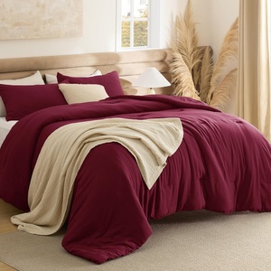 Bedsure Queen Comforter Set, Dark Gray Soft Prewashed Bedding for All Seasons, 3 Pieces GentleSoft™ Bed Set, 1 Lightweight Comforter (90″x90″) and 2 Pillowcases (20″x26″)(16 – Dark Red)