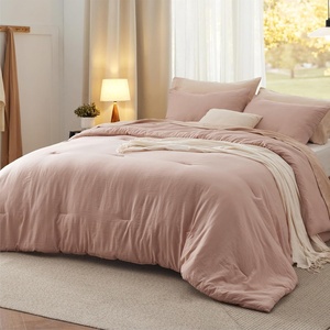 Bedsure Queen Comforter Set, Dark Gray Soft Prewashed Bedding for All Seasons, 3 Pieces GentleSoft™ Bed Set, 1 Lightweight Comforter (90″x90″) and 2 Pillowcases (20″x26″)(13 – Dusty Pink)