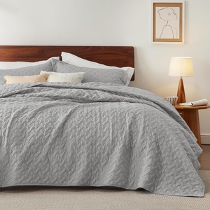 Bedsure Queen Size Quilt, Lightweight Comforter Set, Mineral Blue Bedspread | Coverlet, Basket Weave, All-Season Comfort, Skin-Friendly Soft, Breathable, Machine Washable, 90″x96″, 3 Pcs, 2 Pillow Shams(10 – Light Grey)