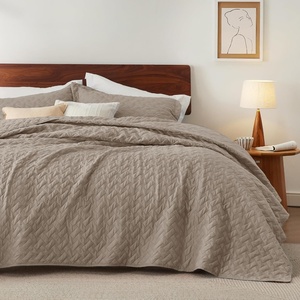 Bedsure Queen Size Quilt, Lightweight Comforter Set, Mineral Blue Bedspread | Coverlet, Basket Weave, All-Season Comfort, Skin-Friendly Soft, Breathable, Machine Washable, 90″x96″, 3 Pcs, 2 Pillow Shams(12 – Taupe)