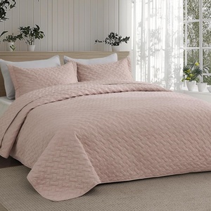 Bedsure Queen Size Quilt, Lightweight Comforter Set, Mineral Blue Bedspread | Coverlet, Basket Weave, All-Season Comfort, Skin-Friendly Soft, Breathable, Machine Washable, 90″x96″, 3 Pcs, 2 Pillow Shams(23 – Dusty Rose)