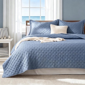 Bedsure Quilts Queen Size Bedspread, Thin Comforter, Charcoal Coverlet | All-Season Bedding, Soft, Modern Clover Pattern, Stitch-Free Quilt-Tech, Pet-Friendly, Machine Washable, 90x96in, 3 Pcs(03 – Mineral Blue – Clover)