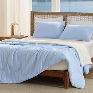 Bedsure SleepEase Cooling Comforter King Size for Summer, 3 Pieces White Seersucker Cooling Comforters for Hot Sleepers, Double-Sided Cool Tech Bedding Set with 1 Breathable Comforter, 2 Pillowcases(02 – Breeze Blue)