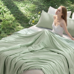 Bedsure SleepEase Cooling Comforter King Size for Summer, 3 Pieces White Seersucker Cooling Comforters for Hot Sleepers, Double-Sided Cool Tech Bedding Set with 1 Breathable Comforter, 2 Pillowcases(01 – Sage Green)