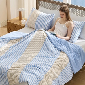 Bedsure SleepEase Cooling Comforter King Size for Summer, 3 Pieces White Seersucker Cooling Comforters for Hot Sleepers, Double-Sided Cool Tech Bedding Set with 1 Breathable Comforter, 2 Pillowcases(03 – Coastal Blue)