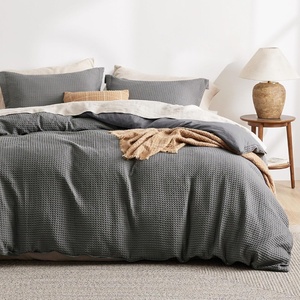 Bedsure Textured Duvet Cover King Size, Soft & Breathable Comforter Cover for All Season, 3 Pieces Wrinkle-Resistant Zipper Bedding with 8 Corner Ties, Olive Green(10 – Dark Grey (No Comforter))