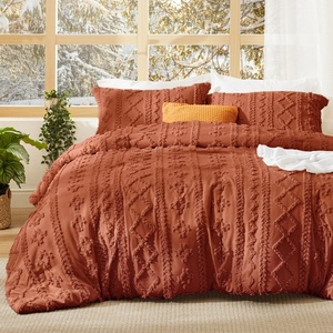 Bedsure Tufted Boho Comforter Set Queen Size – Beige Boho Bed Set, GentleSoft™ 3 Pieces Farmhouse-Style Embroidery Bedding, Gifts for Woman, Soft Jacquard Kids’ Queen Comforter for All Seasons(27 – Terracotta – Elegant)