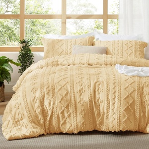 Bedsure Tufted Boho Comforter Set Queen Size – Beige Boho Bed Set, GentleSoft™ 3 Pieces Farmhouse-Style Embroidery Bedding, Gifts for Woman, Soft Jacquard Kids’ Queen Comforter for All Seasons(12 – Yellow – Elegant)