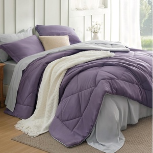 Bedsure Twin XL Comforter – 5 Pieces Reversible Blush Pink Bed in a Bag, Twin XL Bedding Comforter Set College Dorm Essentials with 1 Flat Sheet, 1 Fitted Sheet, 1 Pillowcase and 1 Pillow Sham(19 Grayish Purple/Light Grey)