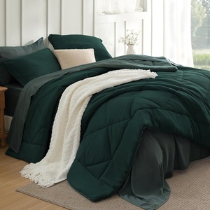 Bedsure Twin XL Comforter – 5 Pieces Reversible Blush Pink Bed in a Bag, Twin XL Bedding Comforter Set College Dorm Essentials with 1 Flat Sheet, 1 Fitted Sheet, 1 Pillowcase and 1 Pillow Sham(07 Dark Green/Forest Green)