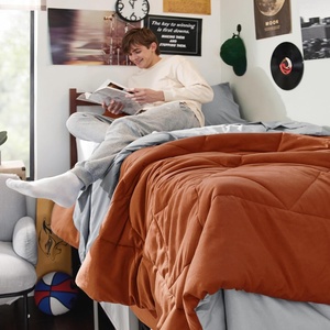 Bedsure Twin XL Comforter – 5 Pieces Reversible Blush Pink Bed in a Bag, Twin XL Bedding Comforter Set College Dorm Essentials with 1 Flat Sheet, 1 Fitted Sheet, 1 Pillowcase and 1 Pillow Sham(26 Burnt Orange/Light Grey)