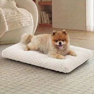 Bedsure Washable Dog Bed for Crate Large Sized Dog, Soft Bubble Fleece, 35″ | Fluffy and Cozy Pet Mat for Deep Sleep,Non-Slip and Machine Washable Kennel Pad for Crate/Floor/Car,35″x23″x3.5″,Grey(Beige)