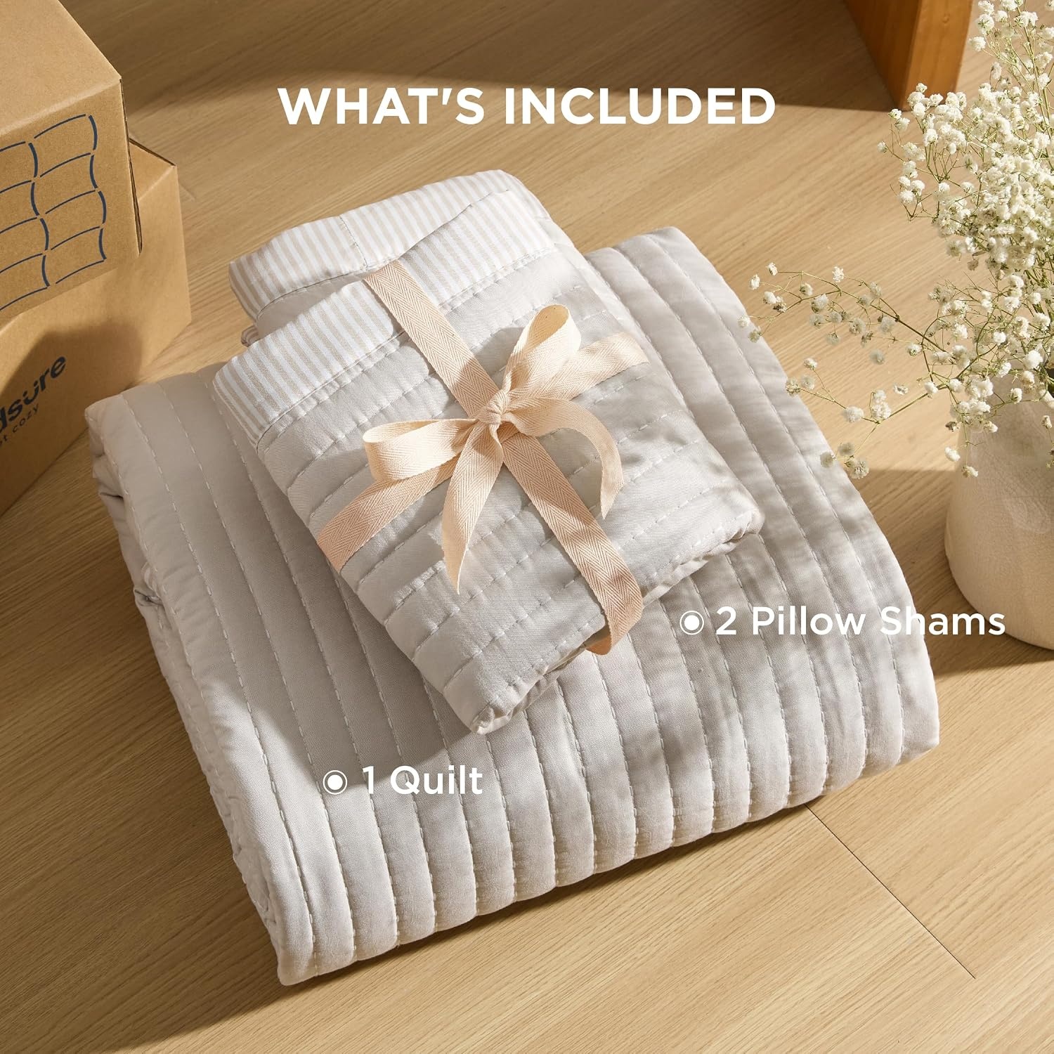 image:imageBedsure Bedspreads Queen Size Lightweight Striped Comforter Navy Breathable Ultra Soft Bedspread AllSeason Comfort Summer Coverlet Hot Sleepers Friendly OEKOTEX 3Piece Set 90x96in07 Linen Contrast Border