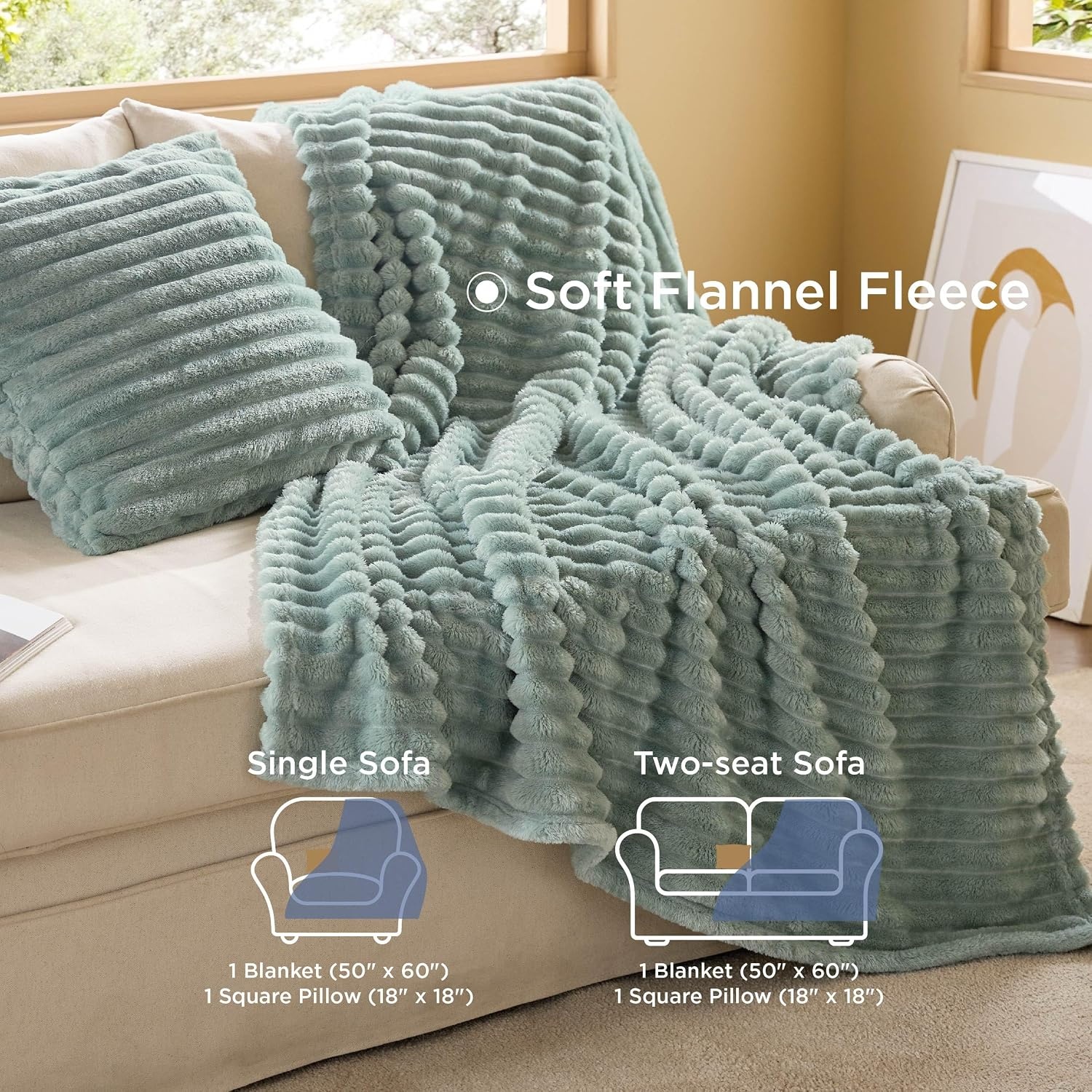 image:imageBedsure Comforter Queen Size 5 Pieces Queen Size Comforter Set with Checkered Throw Blanket and Decorative Pillow Lightweiget Bedding All Season Bedding Sets Light Camel03 Emerald Green