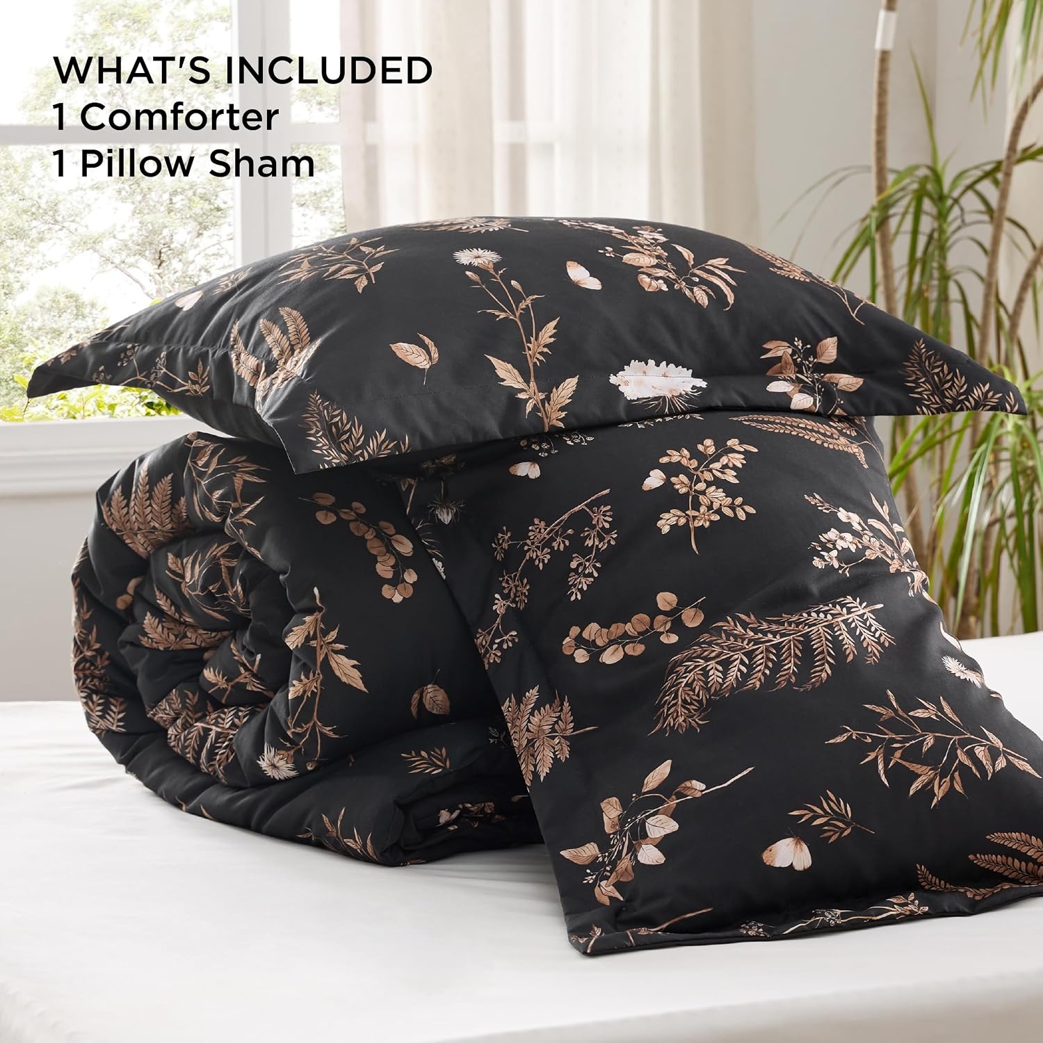 image:imageBedsure Comforter Set Queen Size Cute Floral Bedding Comforter Set 3 Pieces 1 Soft Reversible Olive Green Woodland Floral Flowers Comforter and 2 Pillow ShamsTree