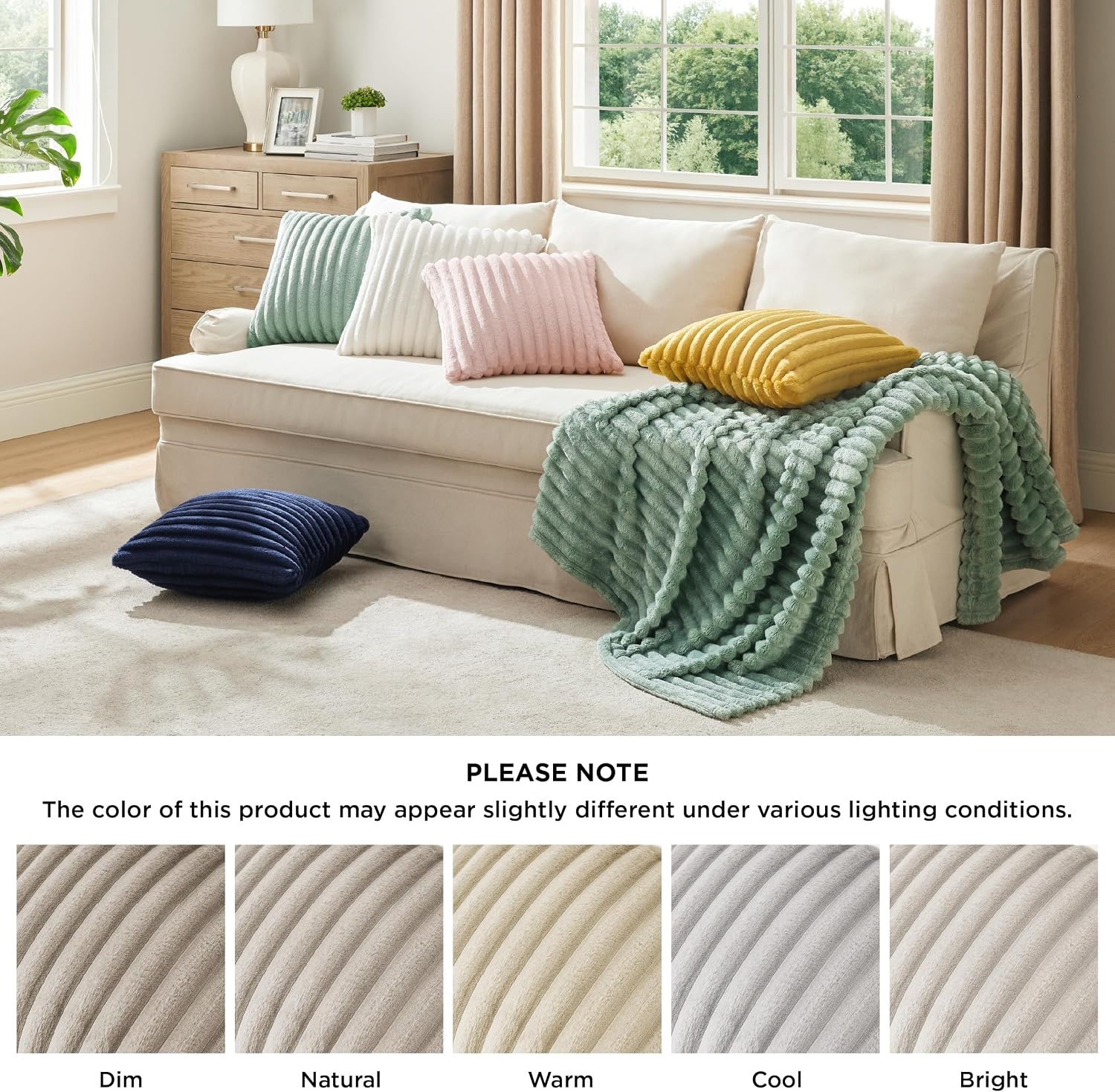 image:imageBedsure Fleece Striped Decorative Throw Pillow Covers Linen 18x18 Set of 2 DoubleSide Fluffy Soft Home Decor for Couch Sofa Living Room Bedroom08linen