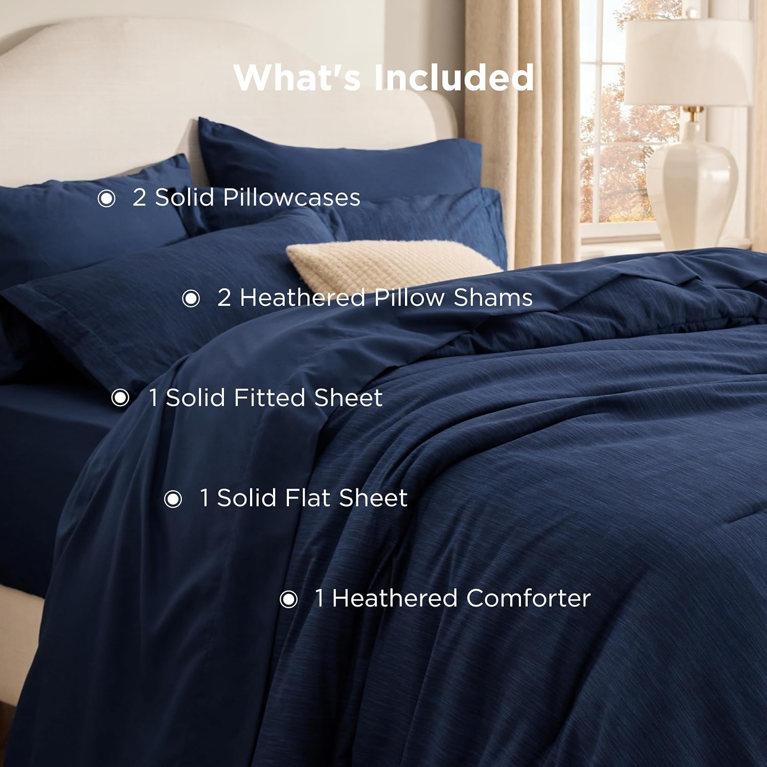 image:imageBedsure King Size Comforter Set Beige Bed in a Bag King 7 Pieces Cationic Dyed Bed Set Gift for Family Soft Bedding for All Seasons Comforter with Sheets Pillowcases amp ShamsNavy