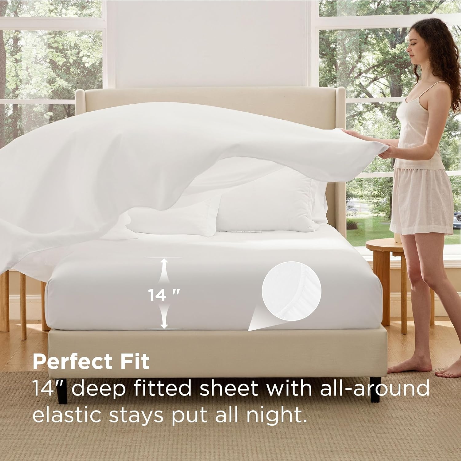 image:imageBedsure Premium Series 5 Piece Black Twin Comforter Set Goose Down Alternative All Season Medium Warmth Soft Hotel Luxury Bed in a Bag Safe for Sensitive Skin Includes Sheets Pillowcase amp Sham03 White Wavy Quilted