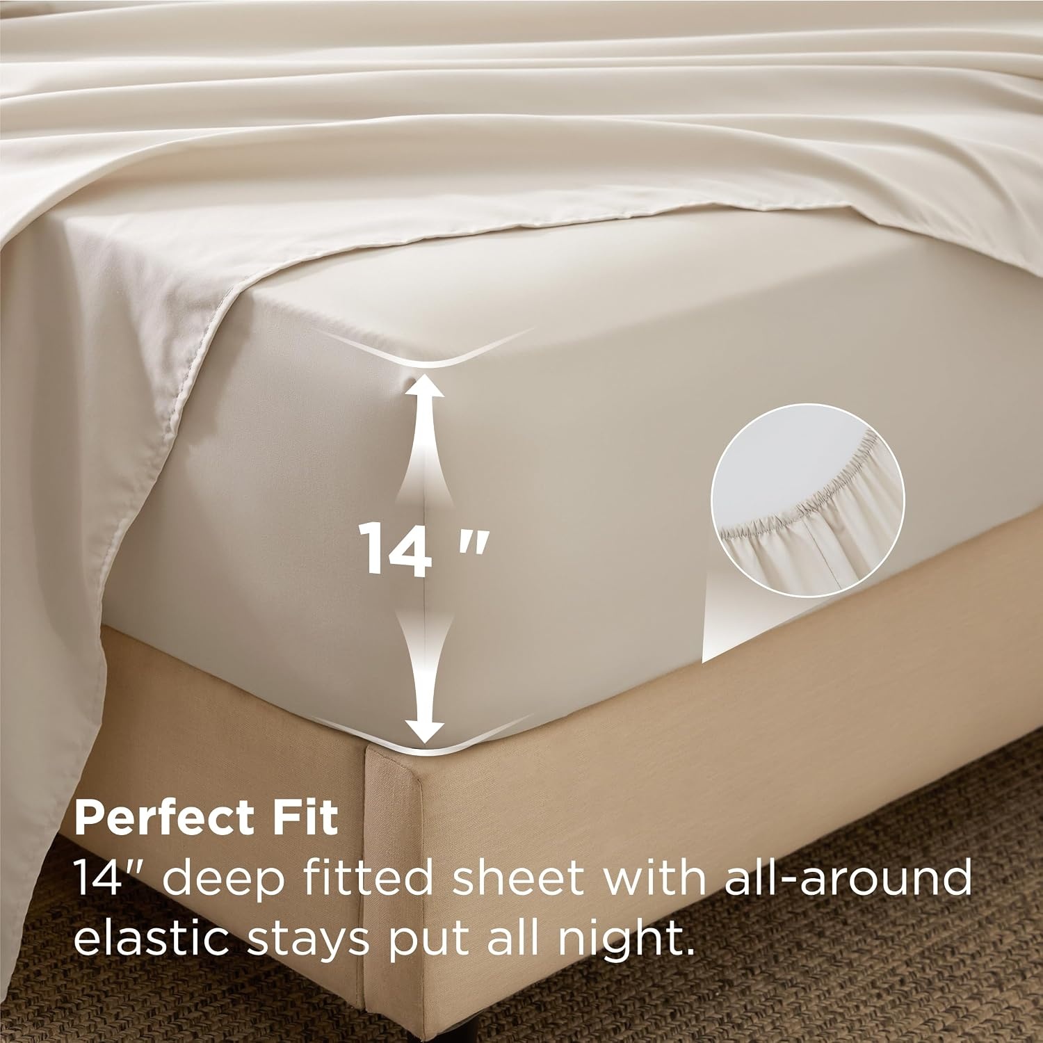 image:imageBedsure Premium Series 5 Piece Black Twin Comforter Set Goose Down Alternative All Season Medium Warmth Soft Hotel Luxury Bed in a Bag Safe for Sensitive Skin Includes Sheets Pillowcase amp Sham07 Cream Wavy Quilted