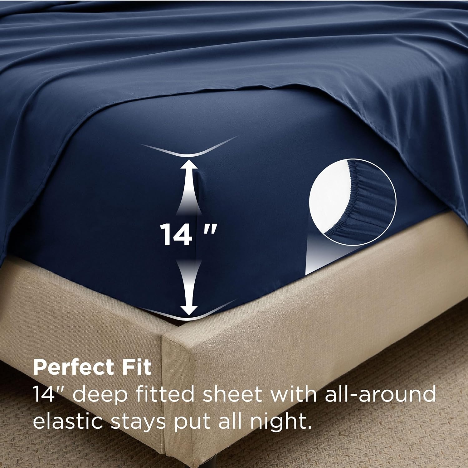 image:imageBedsure Premium Series 5 Piece Black Twin Comforter Set Goose Down Alternative All Season Medium Warmth Soft Hotel Luxury Bed in a Bag Safe for Sensitive Skin Includes Sheets Pillowcase amp Sham02 Navy Blue