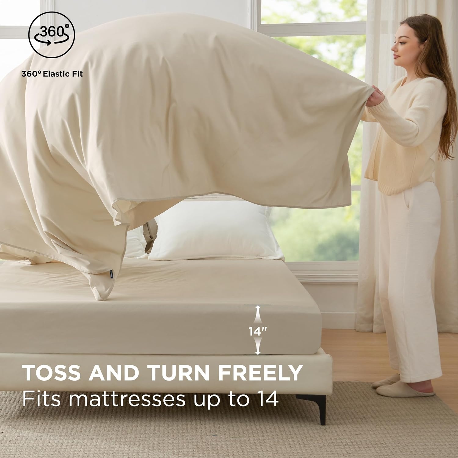 image:imageBedsure Queen Bed in a Bag Sage Green Comforter Set DualTone 7 Pieces Bedding Set All Seasons Contrasting Design Reversible Soft Modern with Sheets Breathable Bed Set 909003 WhiteBeige