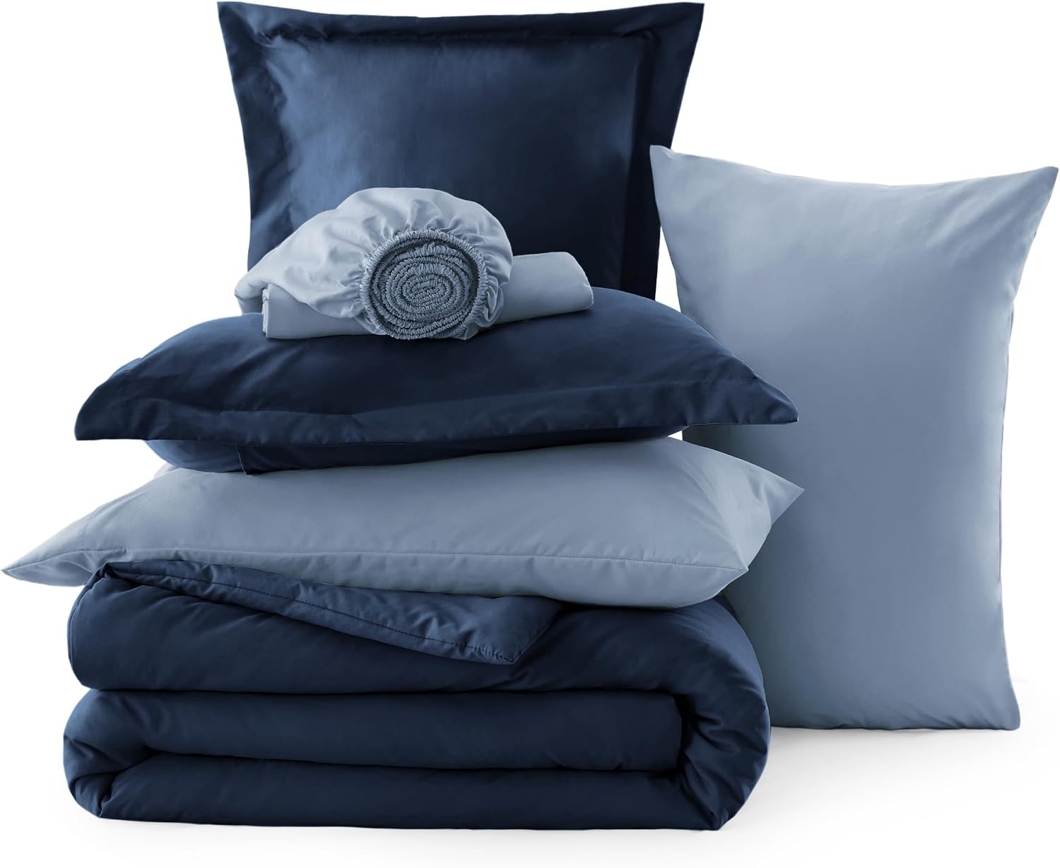 image:imageBedsure Queen Bed in a Bag Sage Green Comforter Set DualTone 7 Pieces Bedding Set All Seasons Contrasting Design Reversible Soft Modern with Sheets Breathable Bed Set 909005 Navy BlueAshley Blue