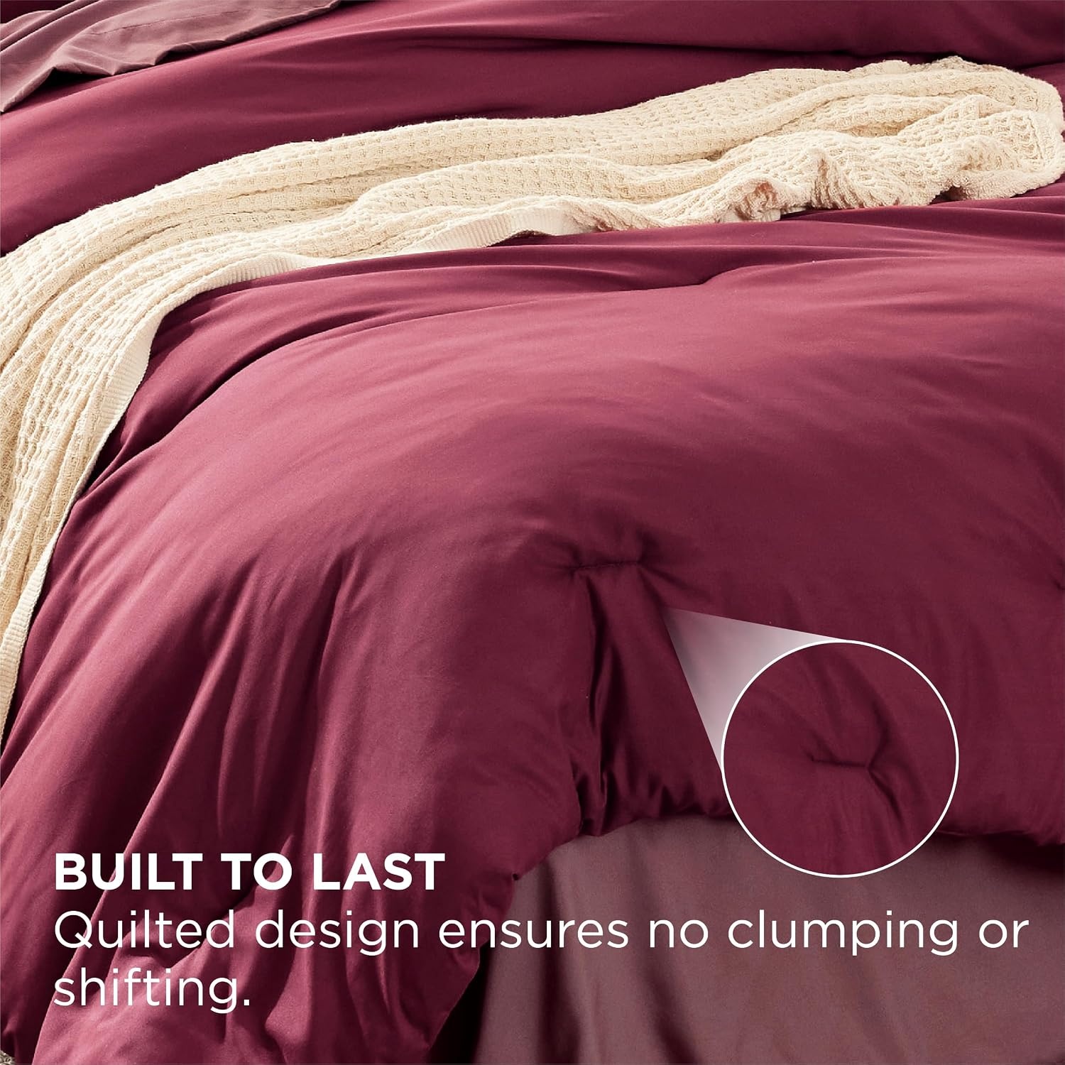 image:imageBedsure Queen Bed in a Bag Sage Green Comforter Set DualTone 7 Pieces Bedding Set All Seasons Contrasting Design Reversible Soft Modern with Sheets Breathable Bed Set 909012 BurgundyRoan Rouge