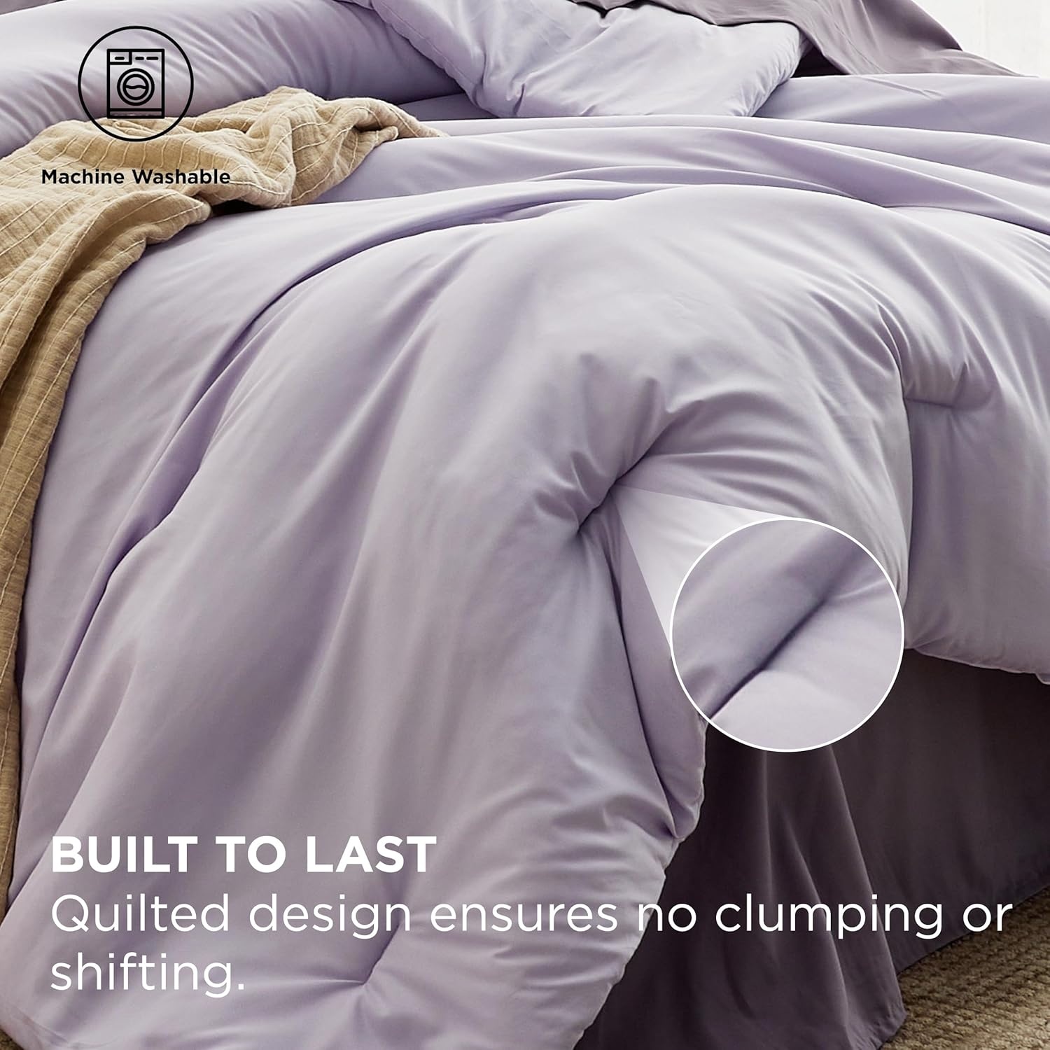 image:imageBedsure Queen Bed in a Bag Sage Green Comforter Set DualTone 7 Pieces Bedding Set All Seasons Contrasting Design Reversible Soft Modern with Sheets Breathable Bed Set 909009 LavenderGrayish Purple