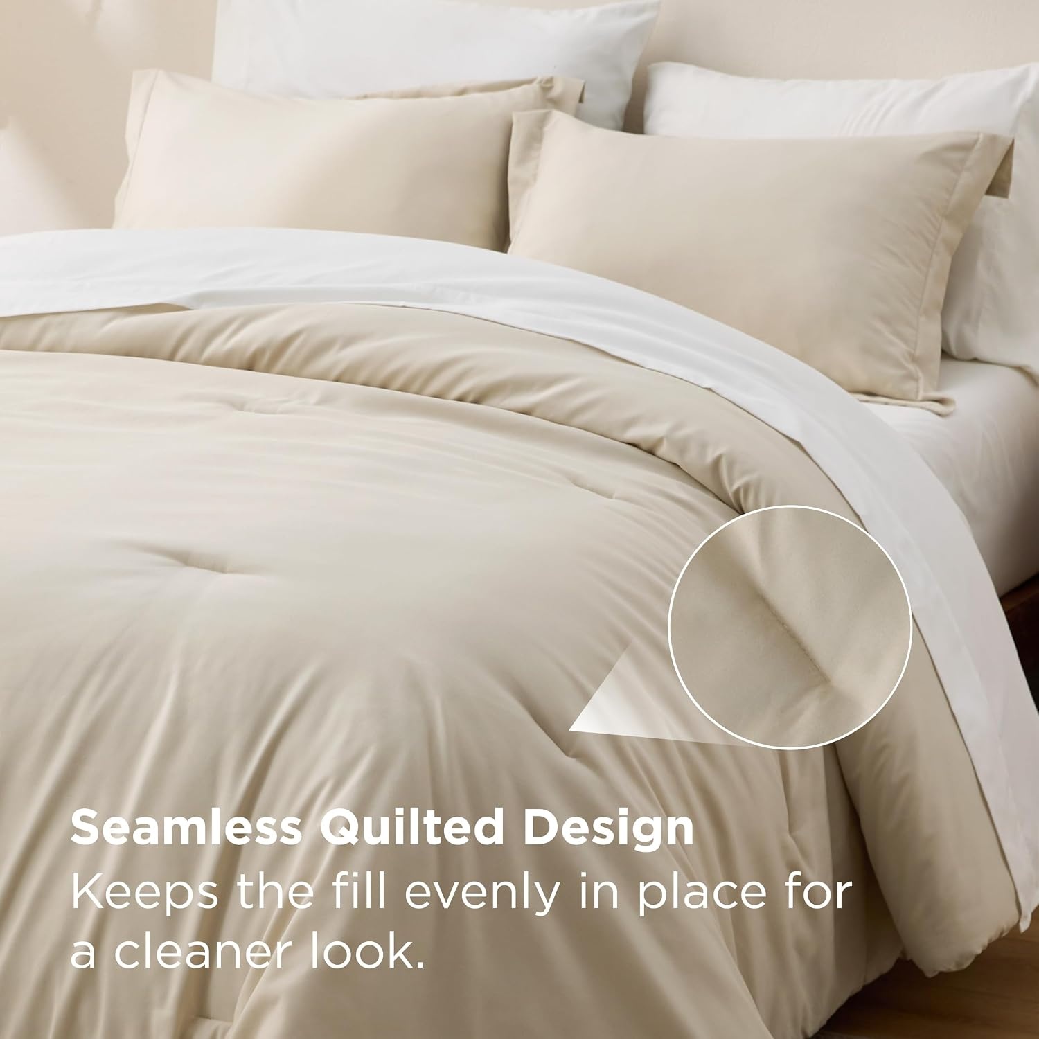 image:imageBedsure Queen Bed in a Bag Sage Green Comforter Set DualTone 7 Pieces Bedding Set All Seasons Contrasting Design Reversible Soft Modern with Sheets Breathable Bed Set 909002 BeigeWhite