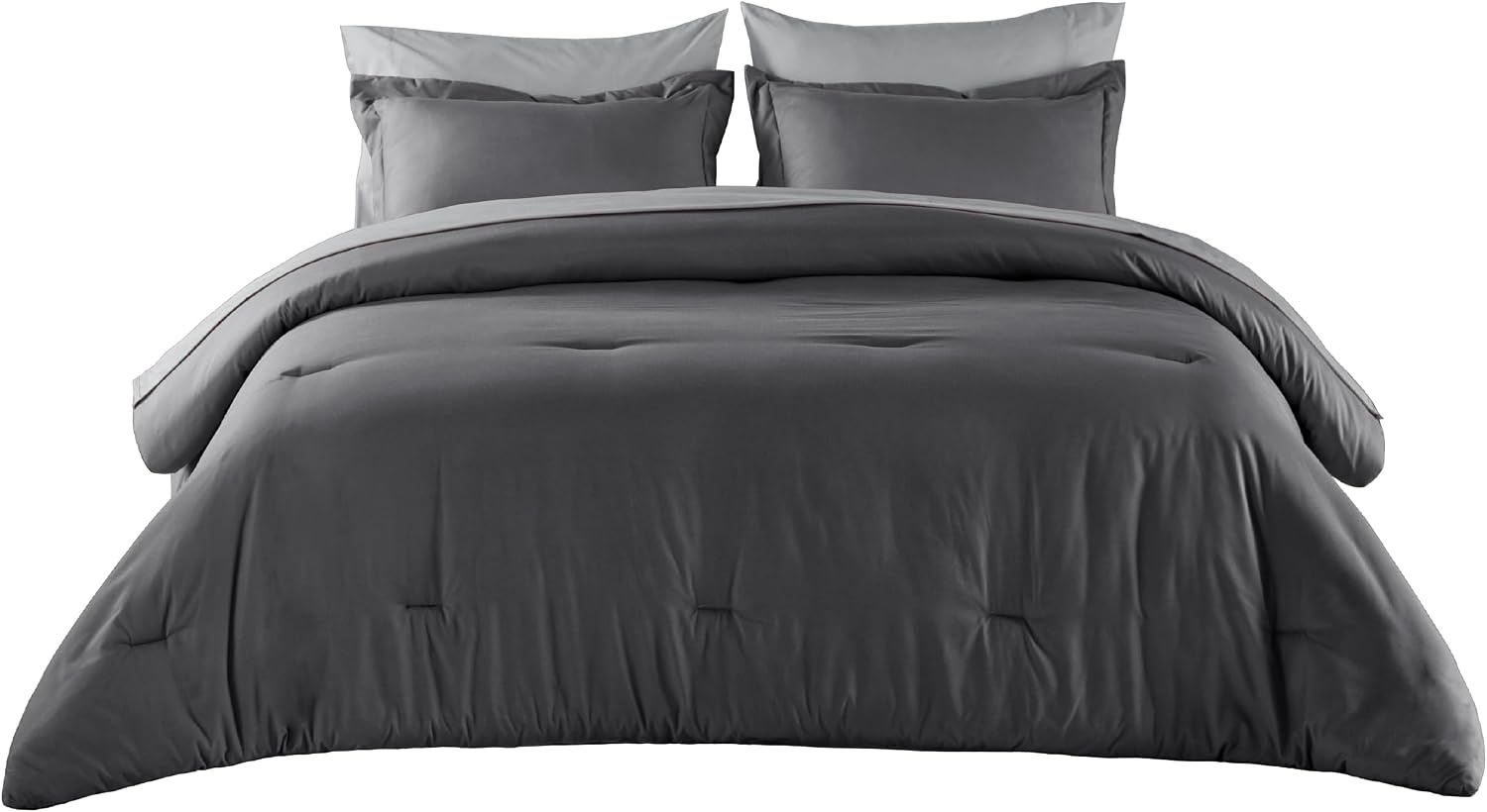 image:imageBedsure Queen Bed in a Bag Sage Green Comforter Set DualTone 7 Pieces Bedding Set All Seasons Contrasting Design Reversible Soft Modern with Sheets Breathable Bed Set 909015 Dark GreyGrey