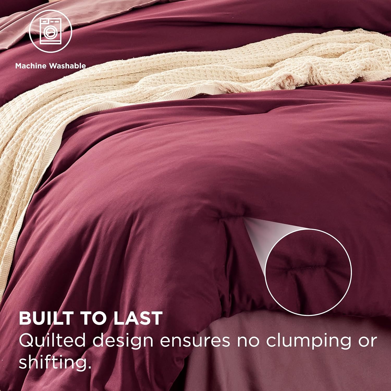 image:imageBedsure Queen Bed in a Bag Sage Green Comforter Set DualTone 7 Pieces Bedding Set All Seasons Contrasting Design Reversible Soft Modern with Sheets Breathable Bed Set 909012 BurgundyRoan Rouge