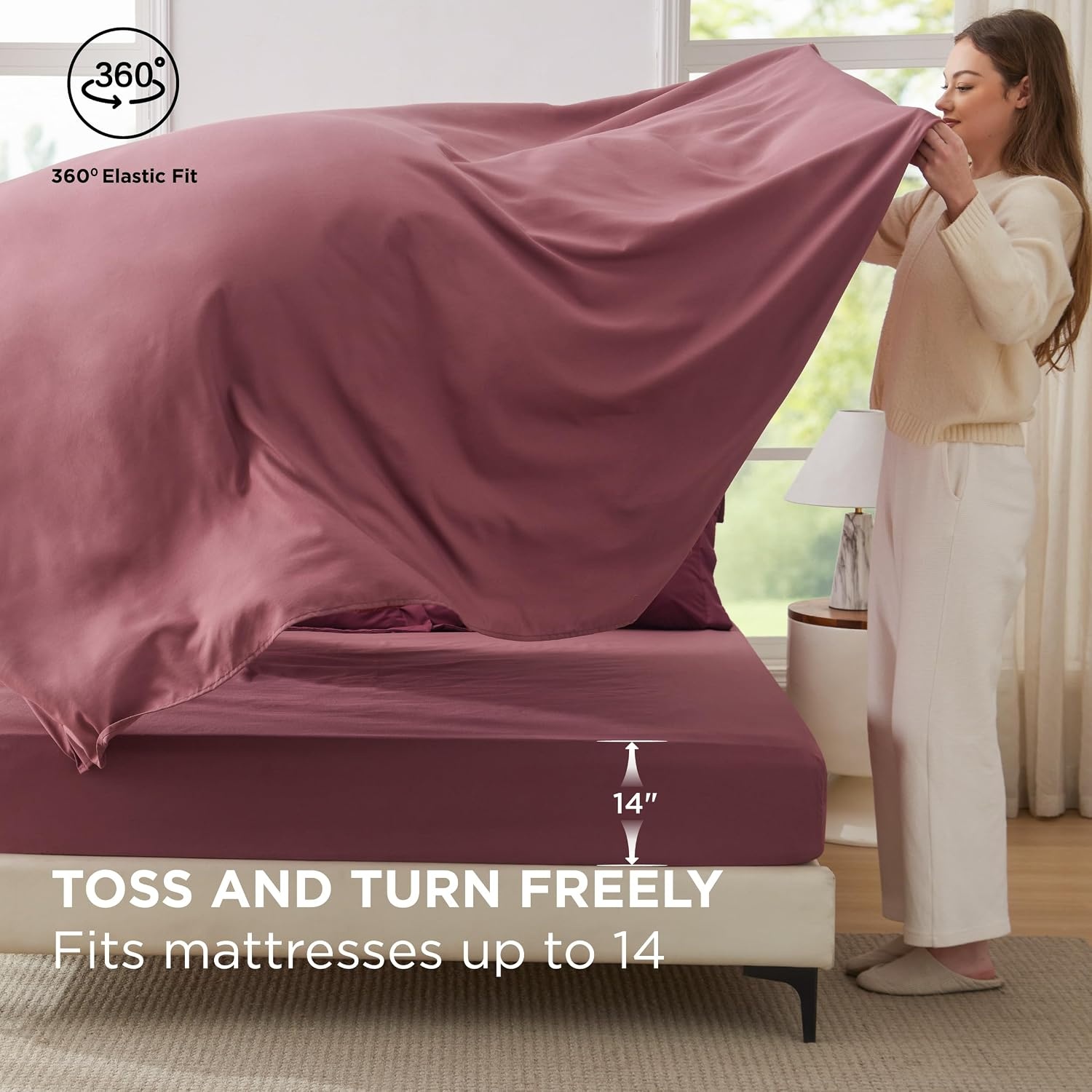 image:imageBedsure Queen Bed in a Bag Sage Green Comforter Set DualTone 7 Pieces Bedding Set All Seasons Contrasting Design Reversible Soft Modern with Sheets Breathable Bed Set 909012 BurgundyRoan Rouge