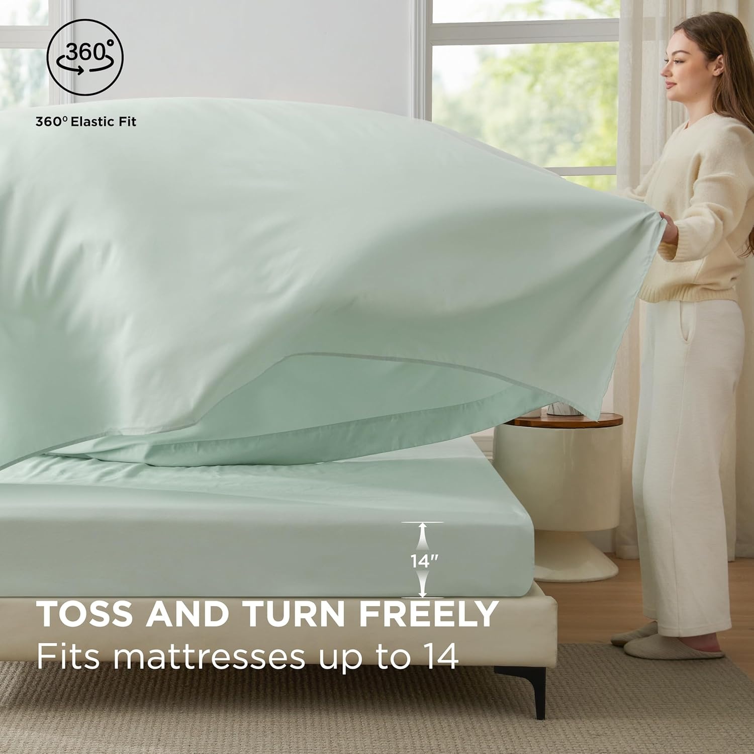 image:imageBedsure Queen Bed in a Bag Sage Green Comforter Set DualTone 7 Pieces Bedding Set All Seasons Contrasting Design Reversible Soft Modern with Sheets Breathable Bed Set 909007 Forest GreenSage Green