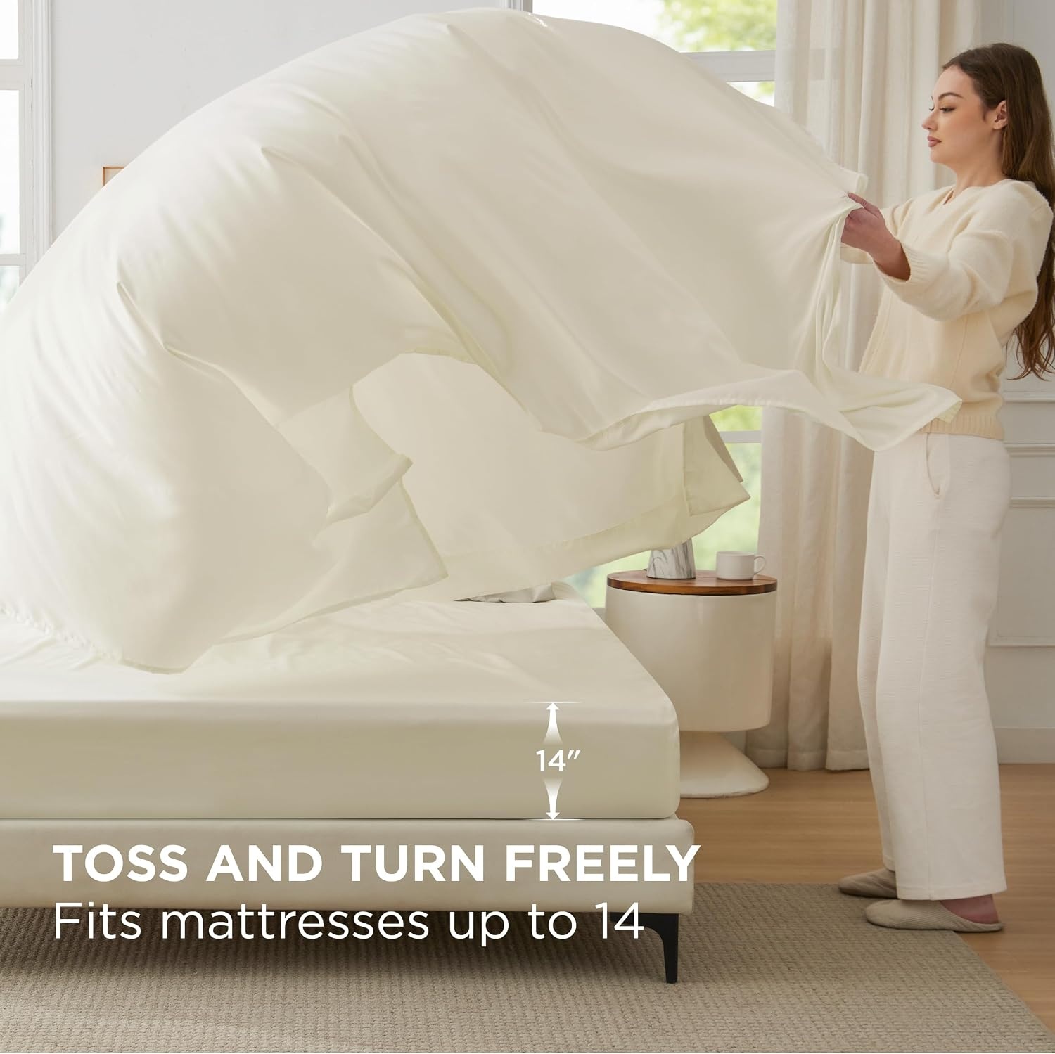 image:imageBedsure Queen Bed in a Bag Sage Green Comforter Set DualTone 7 Pieces Bedding Set All Seasons Contrasting Design Reversible Soft Modern with Sheets Breathable Bed Set 909014 Light PinkIvory