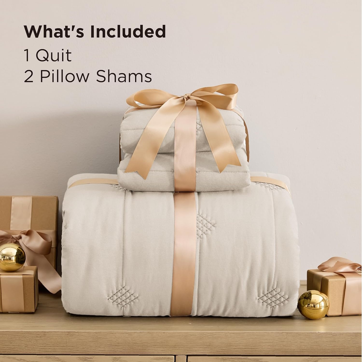 image:imageBedsure Queen Quilt Prewashed Extra Soft CottonLike Polyester Quilts Queen Size Lightweight Comforter Includes 1 Quilt 90x96 Inches with 2 Shams Machine Washable Dark Green03 Beige