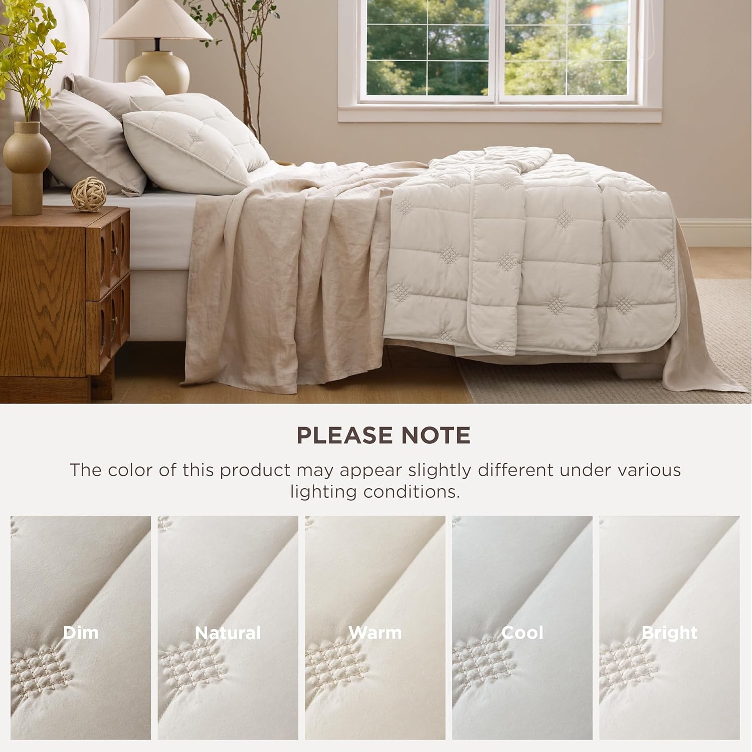 image:imageBedsure Queen Quilt Prewashed Extra Soft CottonLike Polyester Quilts Queen Size Lightweight Comforter Includes 1 Quilt 90x96 Inches with 2 Shams Machine Washable Dark Green03 Beige