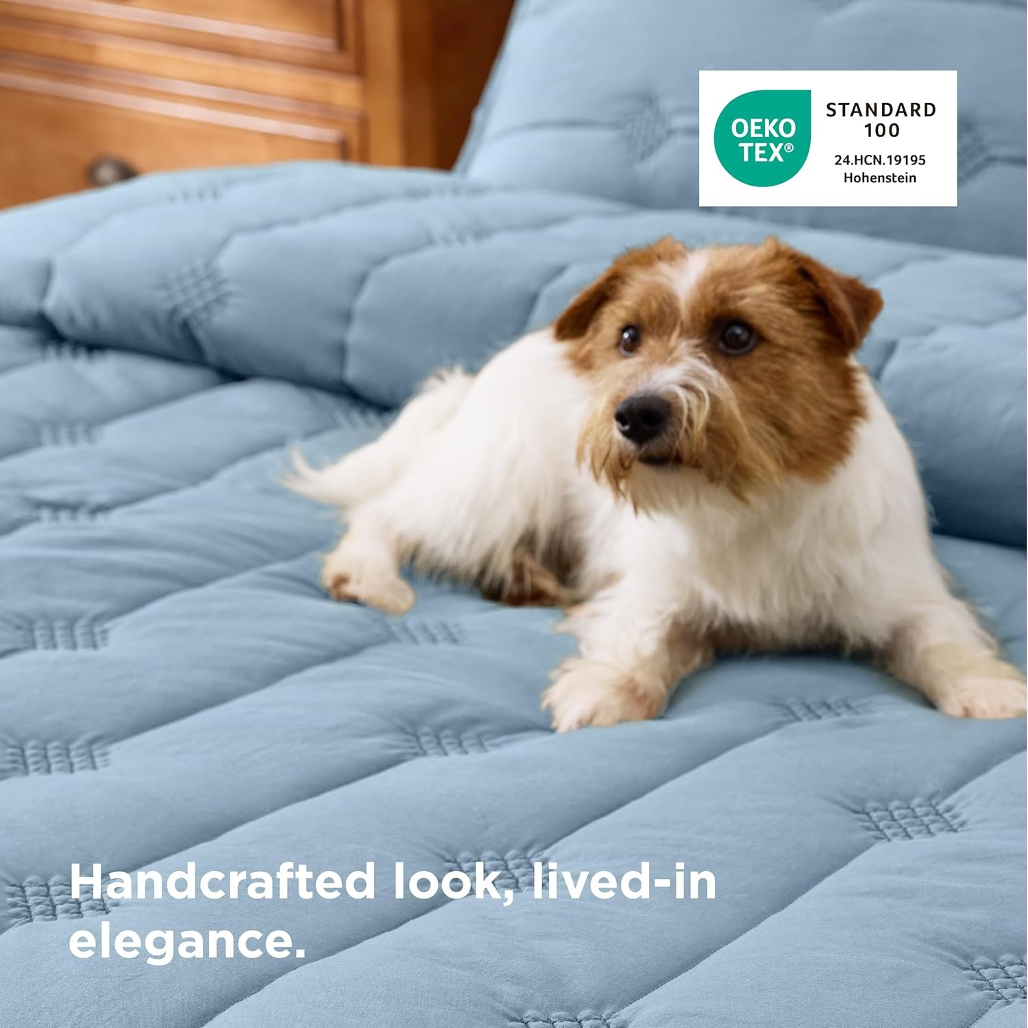 image:imageBedsure Queen Quilt Prewashed Extra Soft CottonLike Polyester Quilts Queen Size Lightweight Comforter Includes 1 Quilt 90x96 Inches with 2 Shams Machine Washable Dark Green04 Dusty Blue