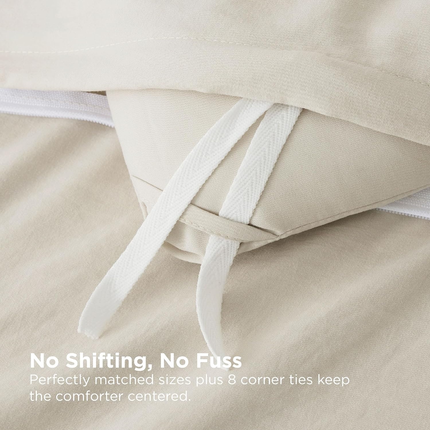 image:imageBedsure White Comforter Cover Queen Size Breathable Mellow Marshmallow Comforter 4 Pieces Prewashed Soft Bedding Set for All Seasons Use Includes 1 Duvet Cover 1 Comforter 2 Pillow ShamsBeige