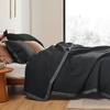 Bedsure Bedspreads Queen Size, Lightweight Striped Comforter, Navy | Breathable, Ultra Soft Bedspread, All-Season Comfort, Summer Coverlet, Hot Sleepers Friendly, OEKO-TEX, 3-Piece Set, 90x96in(11 – Black (Contrast Border))