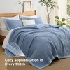 Bedsure Bedspreads Queen Size, Lightweight Striped Comforter, Navy | Breathable, Ultra Soft Bedspread, All-Season Comfort, Summer Coverlet, Hot Sleepers Friendly, OEKO-TEX, 3-Piece Set, 90x96in(09 – Blue (Contrast Border))