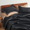 Bedsure Bedspreads Queen Size, Lightweight Striped Comforter, Navy | Breathable, Ultra Soft Bedspread, All-Season Comfort, Summer Coverlet, Hot Sleepers Friendly, OEKO-TEX, 3-Piece Set, 90x96in(11 – Black (Contrast Border))